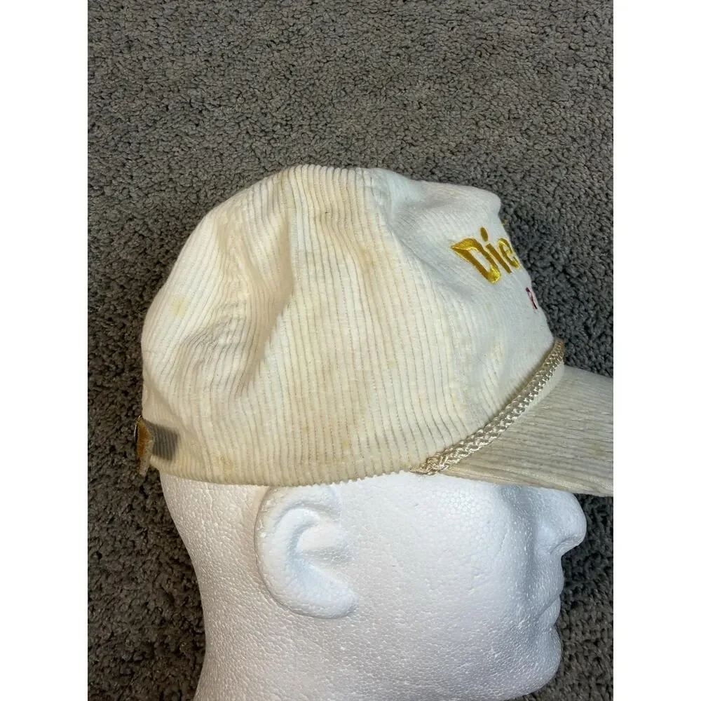 VTG Cap Strap Back Mens One Size White Corduroy NASCAR Racing